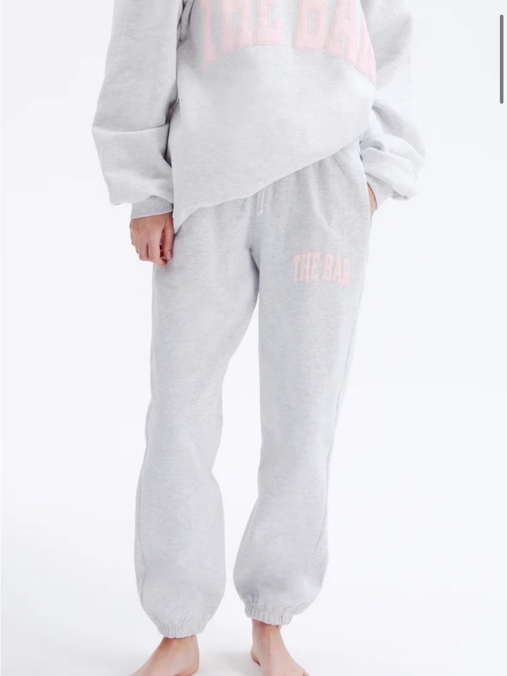 The Bar Varsity Sweatpants Grey Pink Logo Size Medium EUC SIZE SOLD OUT ONLINE